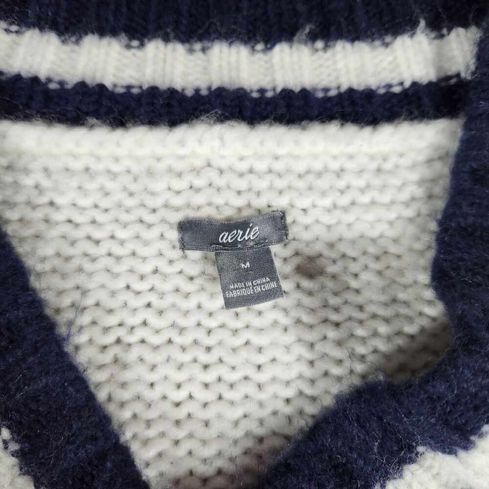 Aerie Sweater Womens Medium White Cable Knit Pullover Sweater Wool Blend - Picture 3 of 8
